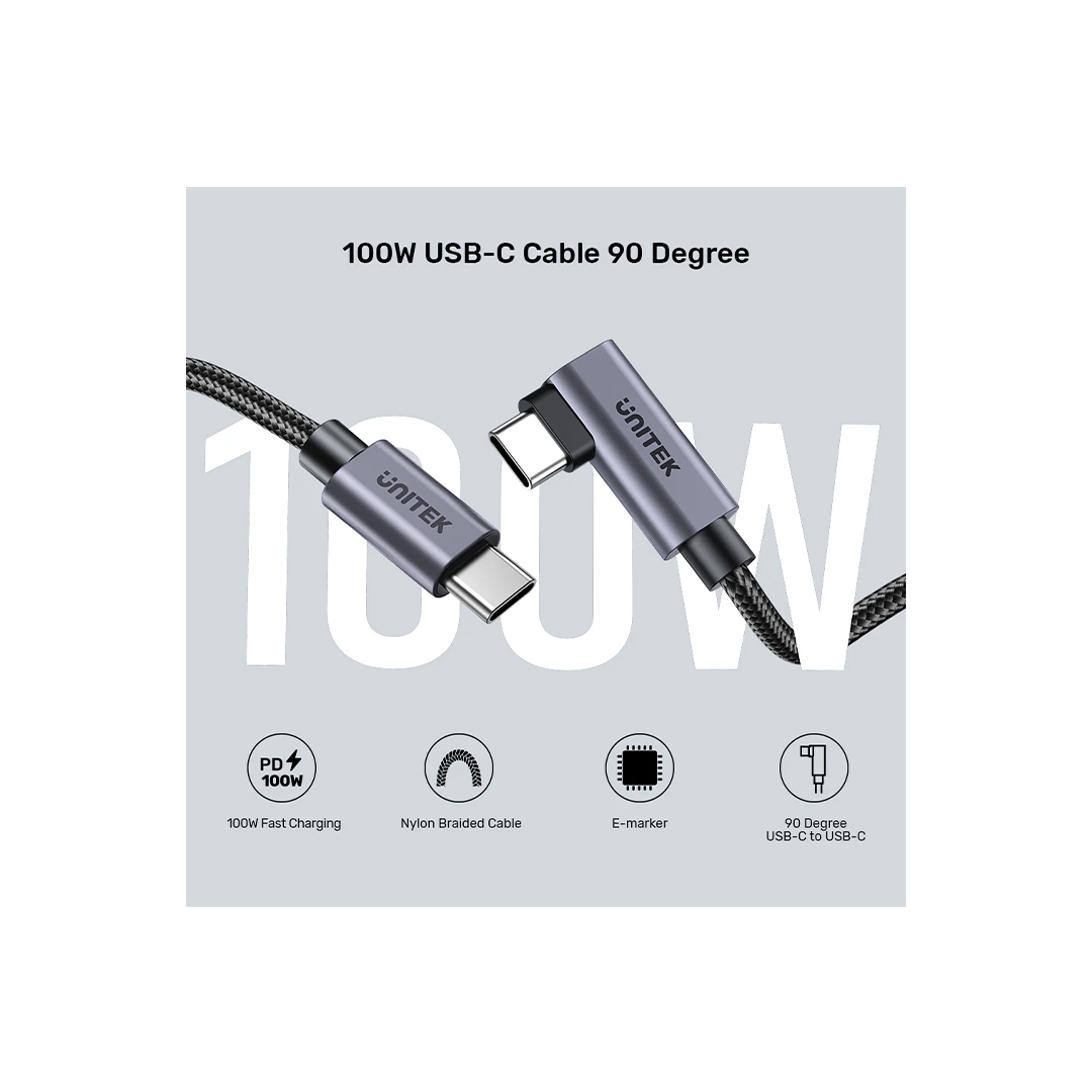 Unitek 100W USB-C 90 Degree Cable 3 M in Qatar Unitek 100W USB-C 90 Degree Cable 3 M in Qatar